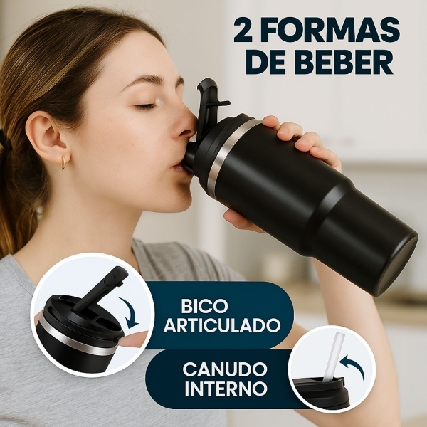 Garrafa Caneca Térmica  900ml - Preta