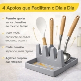 Suporte Descanso Tampa Panela Utensílios Organizador Cozinha - Cinza