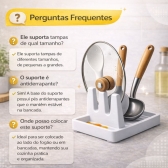 Suporte Descanso Tampa Panela Utensílios Organizador Cozinha - Branco