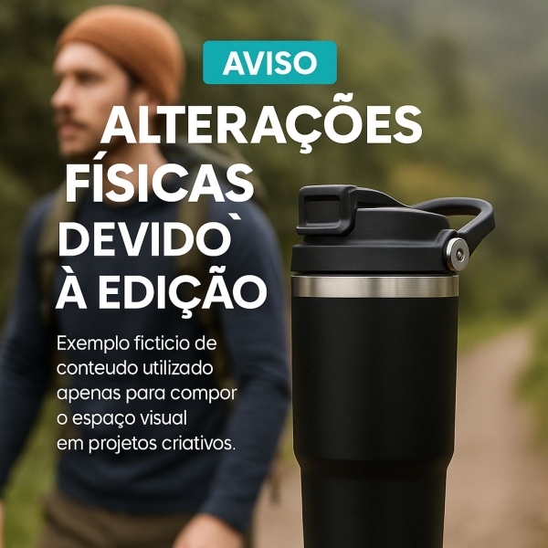 Garrafa Caneca Térmica  900ml - Preta