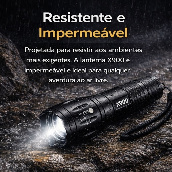 Lanterna Tática X900 Recarregável Zoom LED Potente