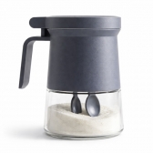 Açucareiro de Vidro 350ml com Tampa Vedada e Colher Azul e Cinza - Cinza