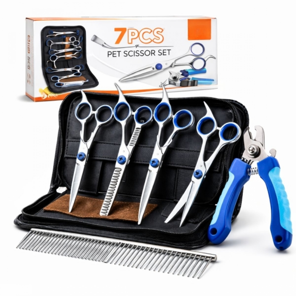 Kit Tosa Pet Profissional Pente Tesouras Alicate Cães Gatos