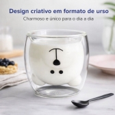 Copo Urso Vidro Duplo 250ml Café Chá Leite Parede Dupla