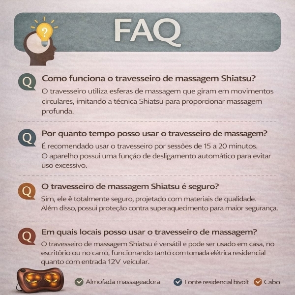 Almofada Massageadora Shiatsu Aquecimento no Carro e em Casa