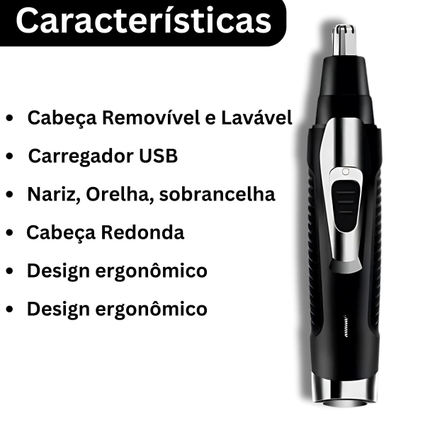 Máquina Aparador Cortador de pelos de nariz e orelha USB