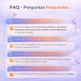 Kit Gravação 5 em 1 Tripé Microfone LED Controle Bluetooth