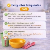 Kit Alimentação Infantil 4 Peças Bebê Livre BPA 0 a 24 Meses - Prato Amarelo