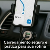 Carregador Veicular USB Duplo 2 Portas Rápido 12V
