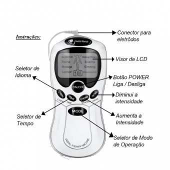 Massageador Digital Aparelho Fisioterapia Eletrochoque Cinza