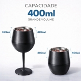 Copo Térmico 2 em 1 Aço Inox 400ml Taça Bebida Fria Quente - Preta