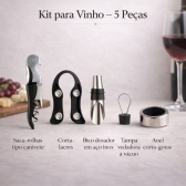 Kit Acessórios para Vinho 5 Peças Saca Rolhas e Dosador