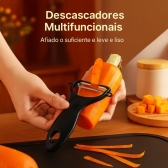 Kit Facas 7 Peças com Tábua Tesoura Descascador Suporte Inox