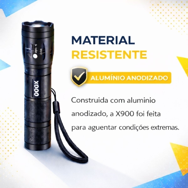 Lanterna Tática X900 Recarregável Zoom LED Potente