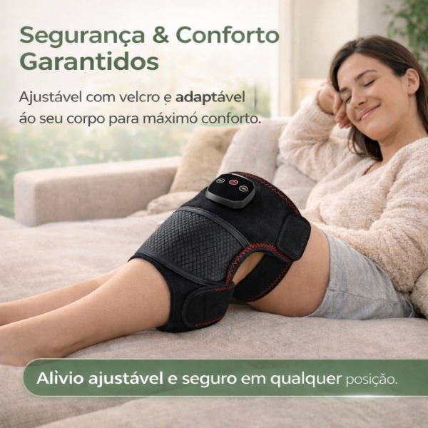 Joelheira Massageadora Aquecida Grafeno Recarregável Sem Fio