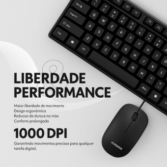 Kit mouse & teclado com fio escritório macio mouse pad preto
