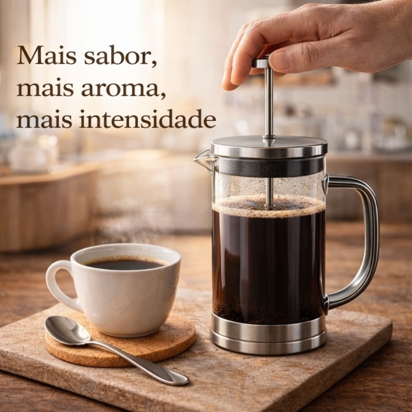Prensa Francesa Café 350ml Vidro Aço Inox Para Chá
