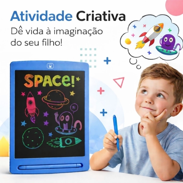 Lousa Mágica Infantil LCD 12 Para Desenhar e Escrever - Azul