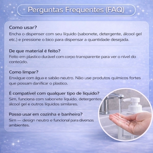 Dispenser Sabonete Líquido 300ml Quadrado Banheiro Cozinha - Branco