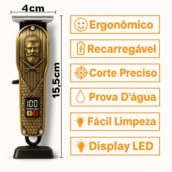 Maquina Cabelo Profissional Com Display Led E Aparador Nariz