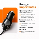 Carregador Veicular USB Duplo 2 Portas Rápido 12V