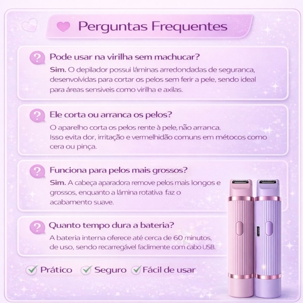 Depilador Corporal Virilha Pernas Cabeça Removível Sem Dor