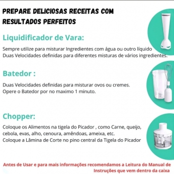 Mixer Portatil 3x1 250w Batedor Potente Triturador Bak -110v