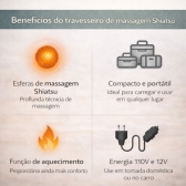 Almofada Massageadora Shiatsu Aquecimento no Carro e em Casa