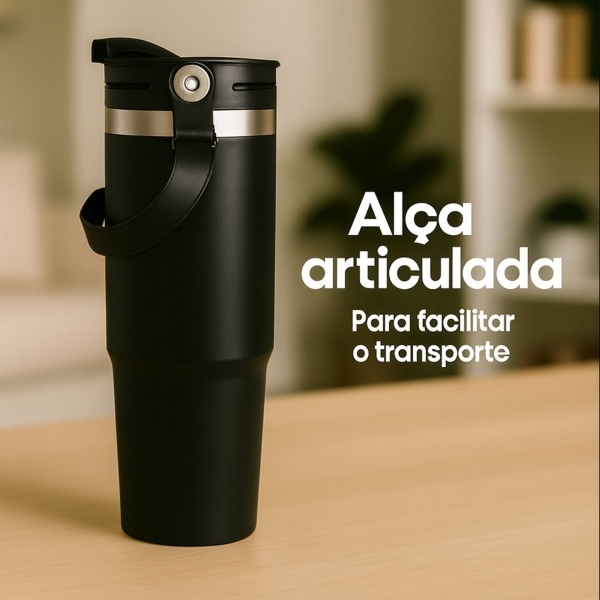 Garrafa Caneca Térmica  900ml - Preta