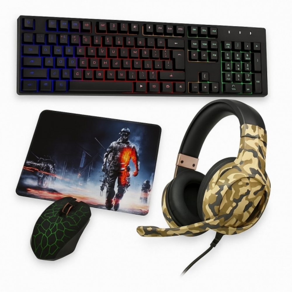 Kit Gamer Teclado Rgb Usb Mecânico Fone Mouse Led Gamer