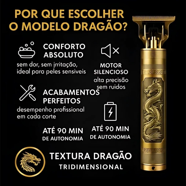 Kit Maquina De Cortar Cabelo Dragao Aparador Pelos De Nariz