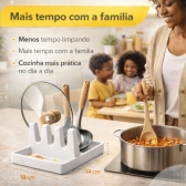 Suporte Descanso Tampa Panela Utensílios Organizador Cozinha - Branco