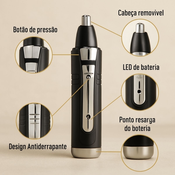 Kit Maquina Dragão Cabelo Barba E Aparador De Pelo De Nariz