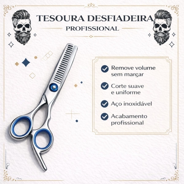 Kit Barbeiro Profissional Completo Tesoura Desbaste Pentes Aparador de pelo nariz