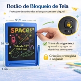 Lousa Mágica Infantil LCD 12 Para Desenhar e Escrever - Azul