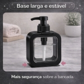 Dispenser Sabonete Líquido 300ml Quadrado Banheiro Cozinha - Preto