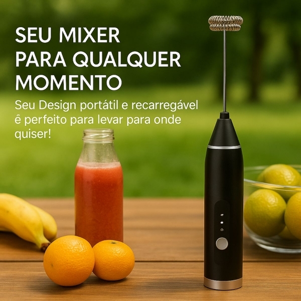 Mixer Elétrico Portátil Com 2 Batedores 3 Velocidades Usb