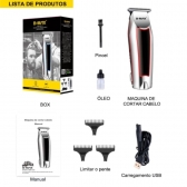 Máquina Cortar Cabelo Sem Fio Acabamento Profissional USB