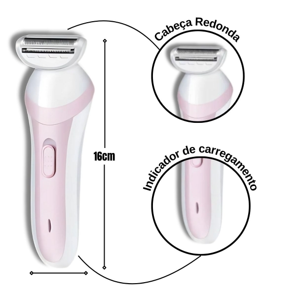 Depilador Elétrico Corporal Lady Shaver Aparador Pelo Nariz Rosa