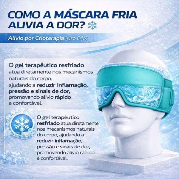 Máscara Gel Terapêutica Fria Quente Dor Cabeça e Olhos - Verde-água