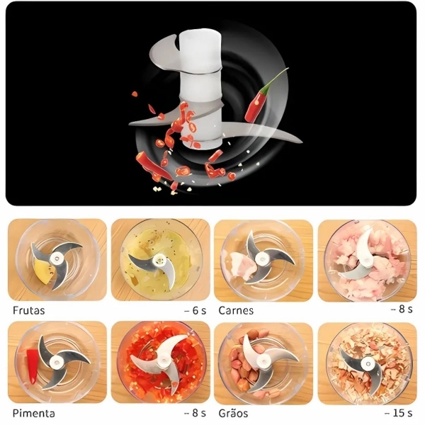 Mini Processador Moedor De Alimentos 250ml 3 Lâminas Usb