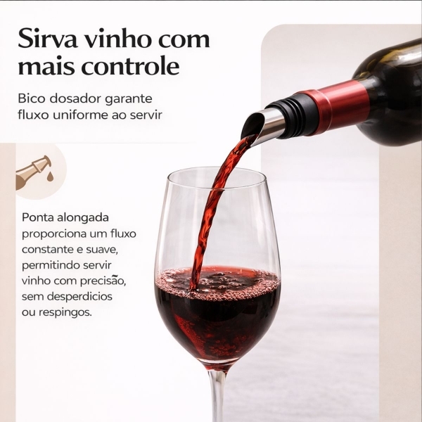 Kit Acessórios para Vinho 5 Peças Saca Rolhas e Dosador