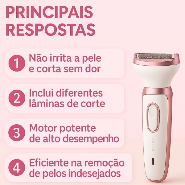 Depilador Elétrico 4 em 1 Recarregável para Rosto e Corpo