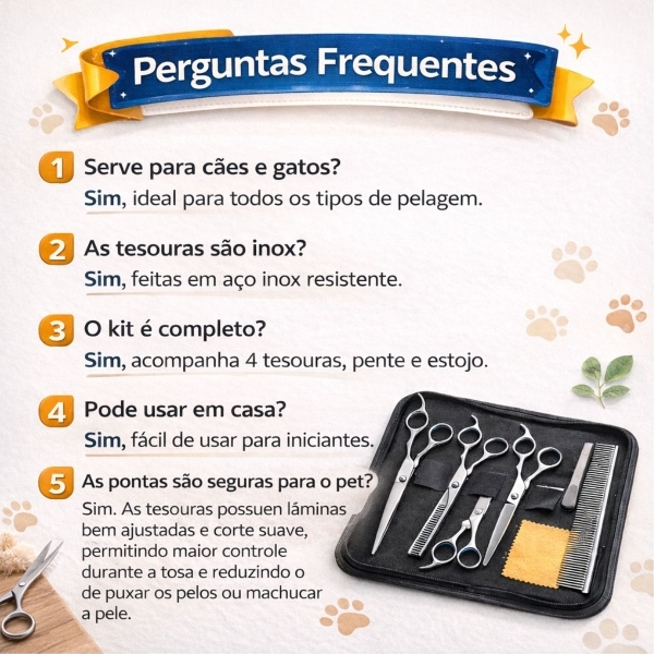 Kit Tosa Pet Profissional Pente Tesouras Alicate Cães Gatos
