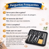 Kit Tosa Pet Profissional Pente Tesouras Alicate Cães Gatos