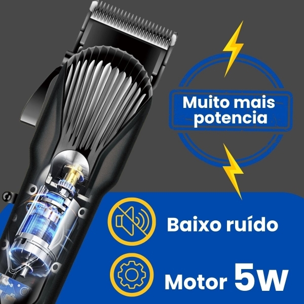 Kit Maquina Profissional Cortar Cabelo Acabamento Aparador Preto