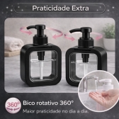 Dispenser Sabonete Líquido 300ml Quadrado Banheiro Cozinha - Preto