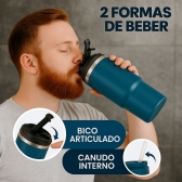 Garrafa Caneca Térmica  900ml - Azul