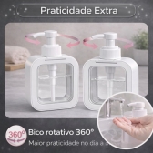 Dispenser Sabonete Líquido 300ml Quadrado Banheiro Cozinha - Branco