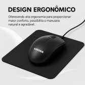 Kit mouse & teclado com fio escritório macio mouse pad preto